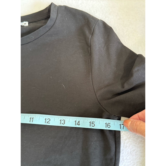 Zara Black cropped crew neck short sleeve stretch knit top Size L - Picture 3 of 8